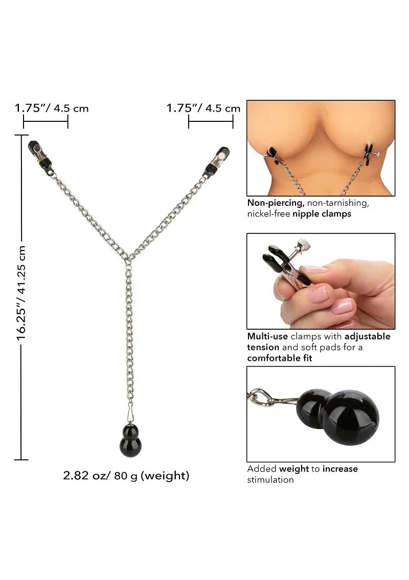 CalExoticsNipplePlayWeightedDualTierNippleClamps4 @ Happytoys Sexshop: online sex shop for Feeling Happy & Easy 😊 the erotic store owned by a woman