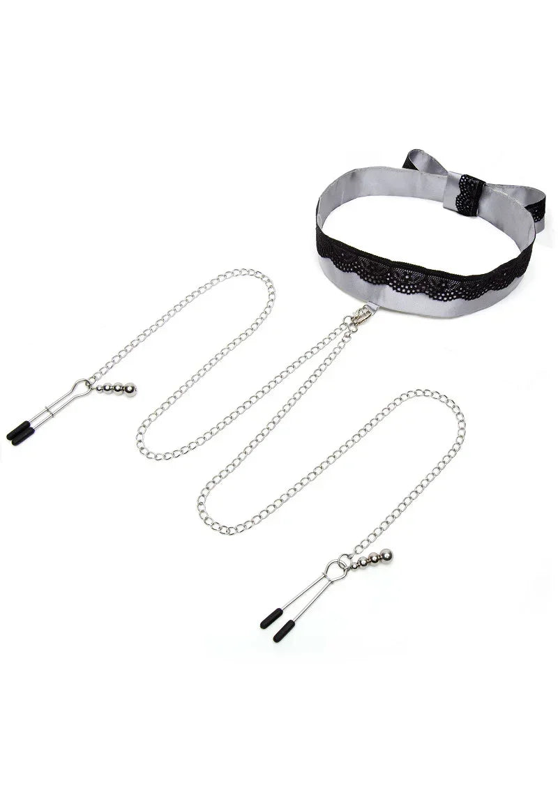 FiftyShadesofGreyPlayNiceSatin_LaceCollar_NippleClamps1 @ Happytoys Sexshop: online sex shop for Feeling Happy & Easy 😊 the erotic store owned by a woman