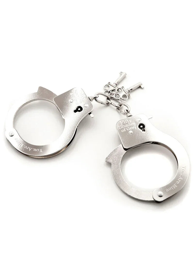 FiftyShadesofGreyYouAreMineMetalHandcuffs1 @ Happytoys Sexshop: online sex shop for Feeling Happy & Easy 😊 the erotic store owned by a woman