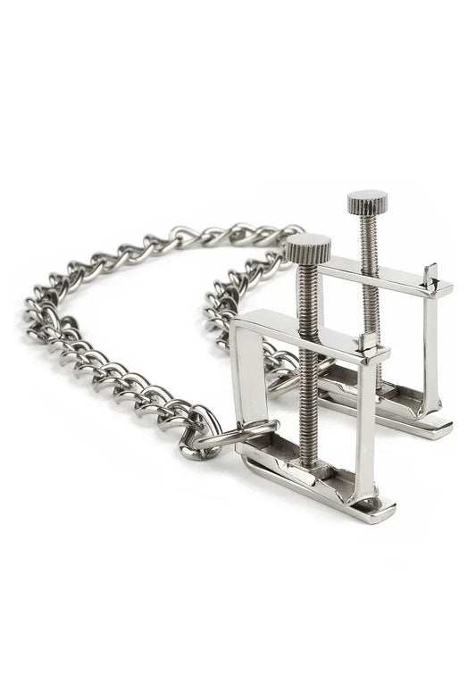Mr.SteelPressNippleClampsWithChain1 @ Happytoys Sexshop: online sex shop for Feeling Happy & Easy 😊 the erotic store owned by a woman