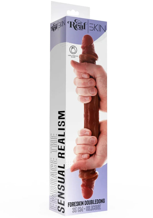 ToyJoyGetRealSiliconeForeskinDoubleDong35cm2 @ Happytoys Sexshop: online sex shop for Feeling Happy & Easy 😊 the erotic store owned by a woman